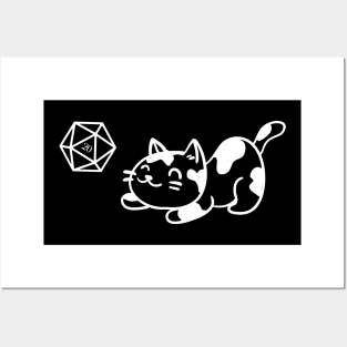 Cat with D20 Dice Cute and Funny TRPG Tabletop RPG Gaming Addict Posters and Art